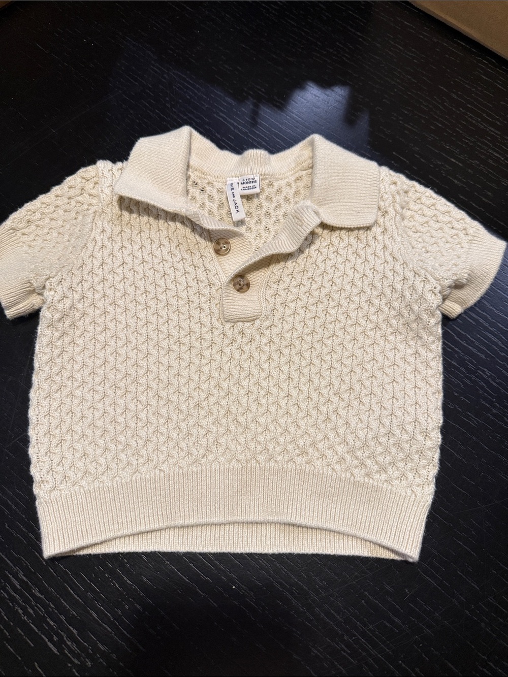 Children's Cream Knit Polo Sweater Top - Lightweight Short Sleeve